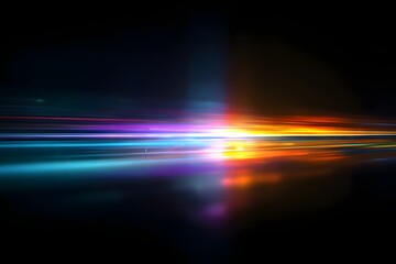 Abstract vibrant light streaks and glowing energy trails create a dynamic and futuristic visual effect against a dark background