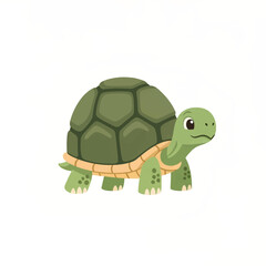 Obraz premium Cute Cartoon Tortoise Illustration, Green Turtle Character with Shell and Legs, Simple Animal Drawing