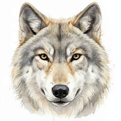 Obraz premium Watercolor Wolves Collection: Elegant Wildlife Art on Clean White Background