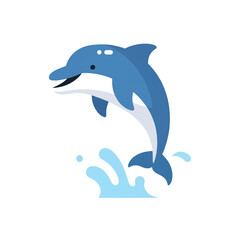 Obraz premium Playful Dolphin Leaping from Water A Cheerful Marine Life Illustration