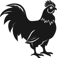 rooster, hen silhouette vector, suitable for vintage farm labels, poultry product packaging, and rustic logo designs.
