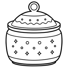 Christmas cookie jar line art with lid