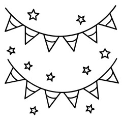 Festive bunting banner outline with stars for celebrations