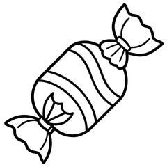 Thin line drawing of christmas candy in wrappers
