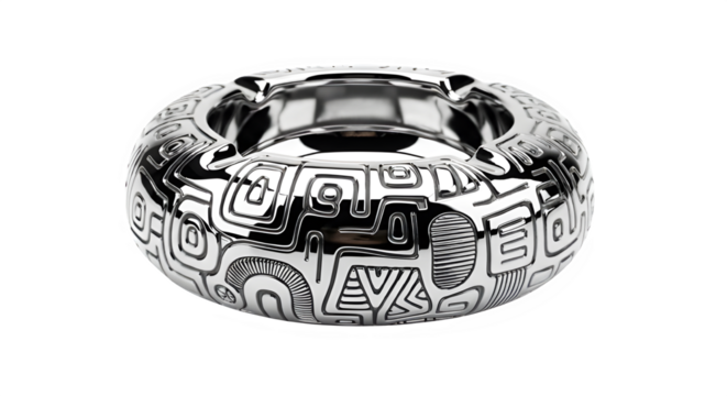 Abstract sphere with intricate pattern and reflective surface - Powered by Adobe