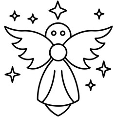 Minimal line art christmas snow angel design