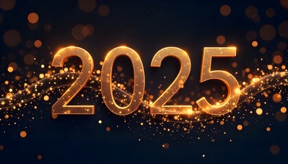 2025 New Year Abstract shiny color gold wave design element