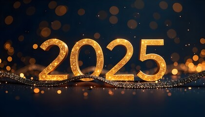 2025 New Year Abstract shiny color gold wave design element