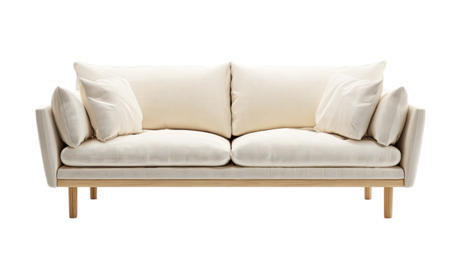 Cream-colored sofa with wooden legs