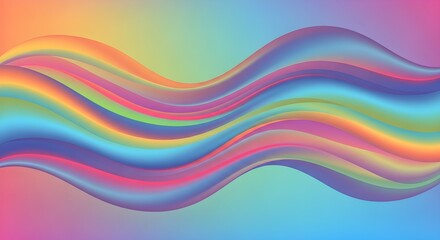 Abstract background with colorful flowing liquid waves and a holographic effect.