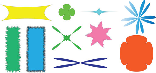 Colorful Vector Graphic of Abstract Shapes: Geometric Designs, Floral Elements, and Modern Art for Creative Projects