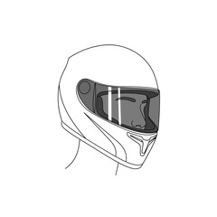 Vector art of clean line drawing of a motorcycle helmet with a tinted visor
