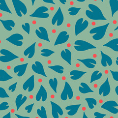 seamless pattern with leaves and green background