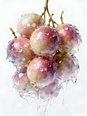 Surreal Fruits Series : A delicious looking healthy bunch of ripe passion fruits on a white background suitable for graphic design and decoration 004