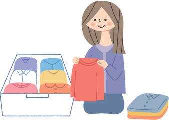 衣替えをする女性