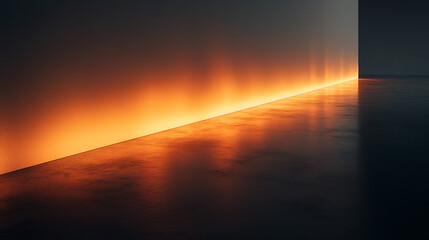 A thin glowing line stretches across a smooth floor, radiating calm and minimalism. Hyperrealistic lighting emphasizes serenity, balance, and subtle elegance in a futuristic, meditative space.