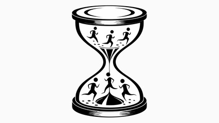 Urgent deadline approaching fast with runners in hourglass, time management is critical now