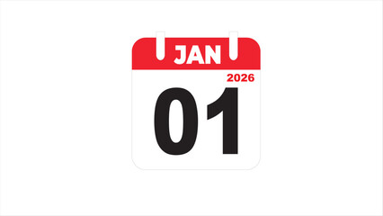 Calendar showing the date january first 2026 suitable for new years events, 2026 scheduling, future planning, time management visuals, and organization tools.