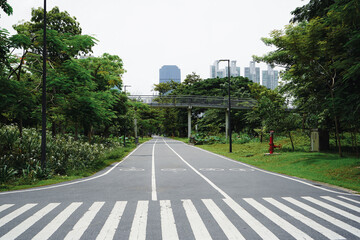 Zebra crossing in Thailand. Zebra crossing in Benjakitti Park, Thailand.
