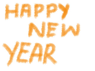 Pasta alphabet letters forming words in a festive orange design for New Year celebration