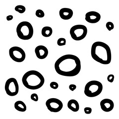 Hand Drawn Black Circles Pattern on White Background
