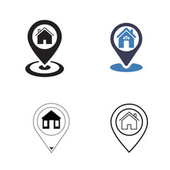Home Location Icons | House Map Pin Vector | Real Estate and Navigation Symbol Design