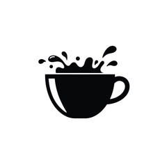 Silhouette of a coffee cup with a dynamic splash of liquid silhouette