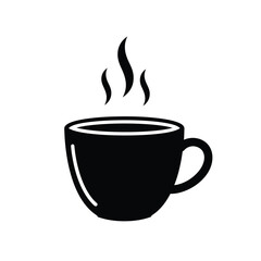 Steaming coffee cup icon hot beverage morning drink refreshment simple design symbol silhouette