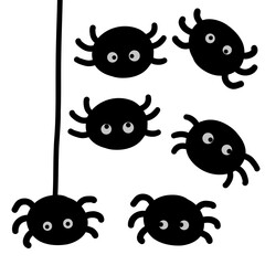 Cute Cartoon Spiders Set – Halloween Vector Illustration