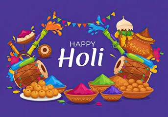 Celebrate the vibrant festival of Holi with colorful powder, water guns, and delicious sweets for a joyful cultural experience