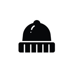 Simple black beanie hat icon for winter cold weather accessories and fashion silhouette