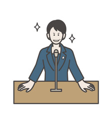 演説する女性の総理大臣のイラスト