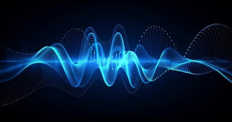 Abstract blue digital sound wave animation on a black background