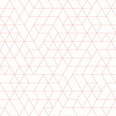 Geometric vector pattern with pink triangles and arrows. Geometric modern ornament. Seamless abstract background