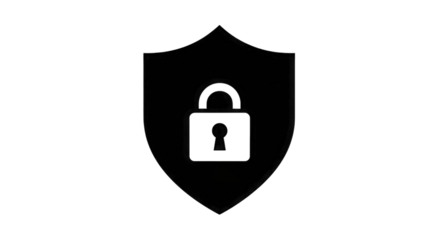 Shield and Lock Outline security protection isolated on a transparent background