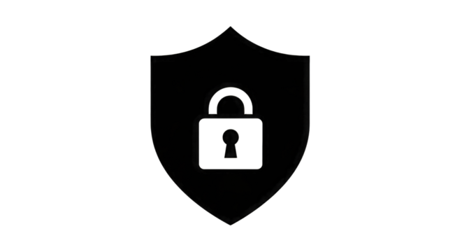 Shield and Lock Outline security protection isolated on a transparent background