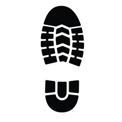 Black boot footprint shape imprint mark symbol detail isolated silhouette
