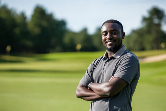 Smiling Golfer on Green Course