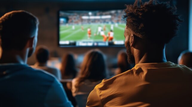 Exciting sports match viewing experience local sports bar event coverage indoor setting audience perspective community engagement