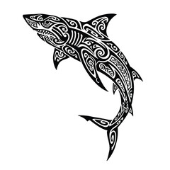 Intricate tribal shark design majestic ocean predator stylized artwork art silhouette