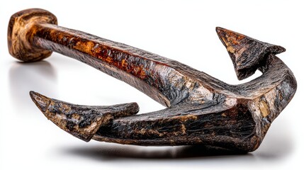 Historic maritime artifact an ancient anchor from shipwreck museum display indoor environment close-up view nautical heritage