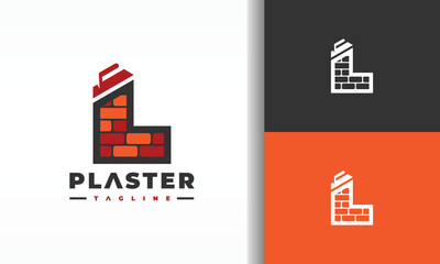 Plastering Company Logo with Brick Letter L