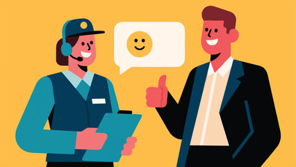 Illustration Of Representative Is Checking In With A Customer After A Purchase To Ensure They Are Satisfied Vector Design Template