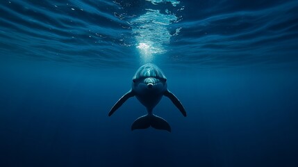 Obraz premium Dolphin encounter deep ocean marine life photography underwater environment close-up view wildlife conservation awareness