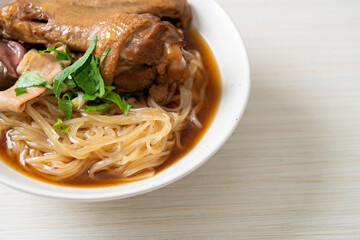Braised duck noodles with brown soup