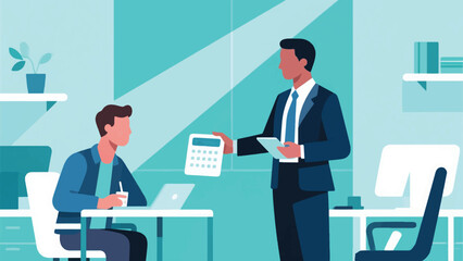 illustration of team leader offering a flexible schedule option to an employee managing a chronic condition.eps