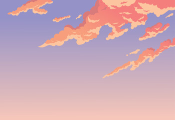 Afternoon landscape background, cloud vector illustration