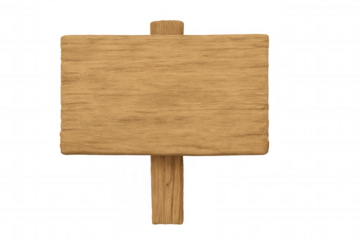 Blank wooden signpost offering an empty space for directions, information, or customizable message with transparent background