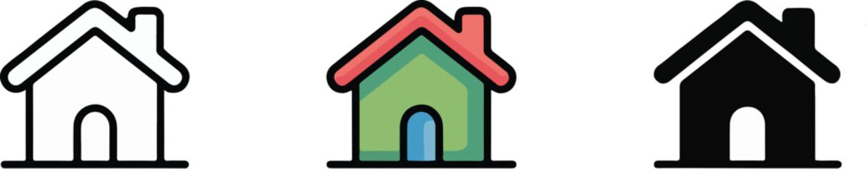 Modern home icon with clean lines and vibrant color options