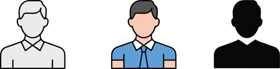 Modern male silhouette icon for user profiles and applications
